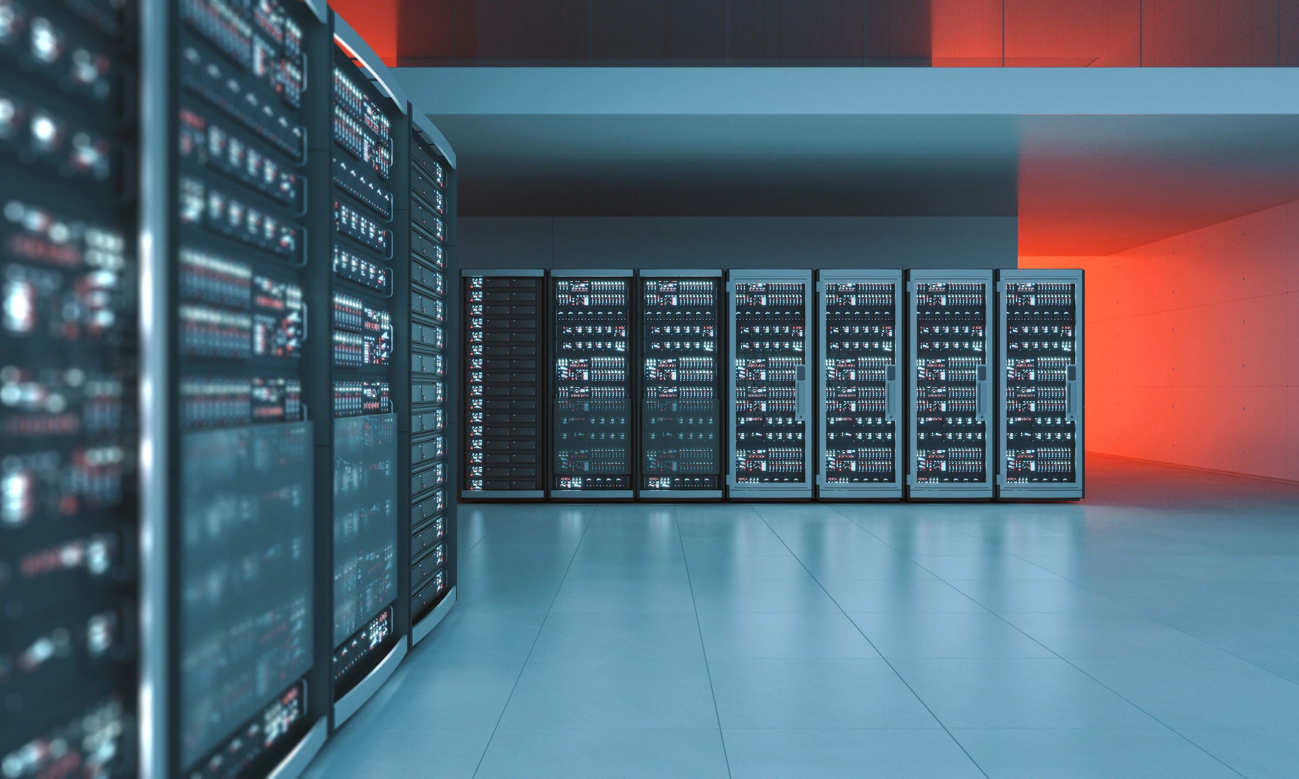Modern data centre servers representing business IT infrastructure