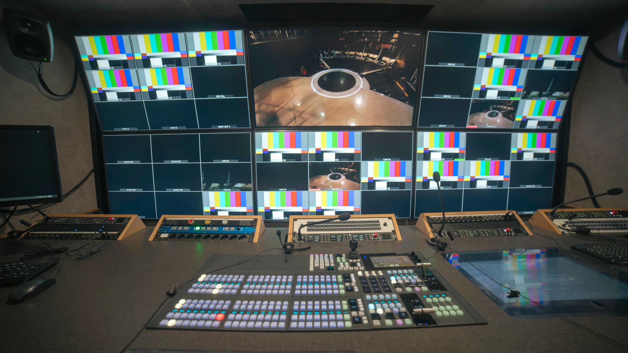 Technology control room representing monitored IT systems